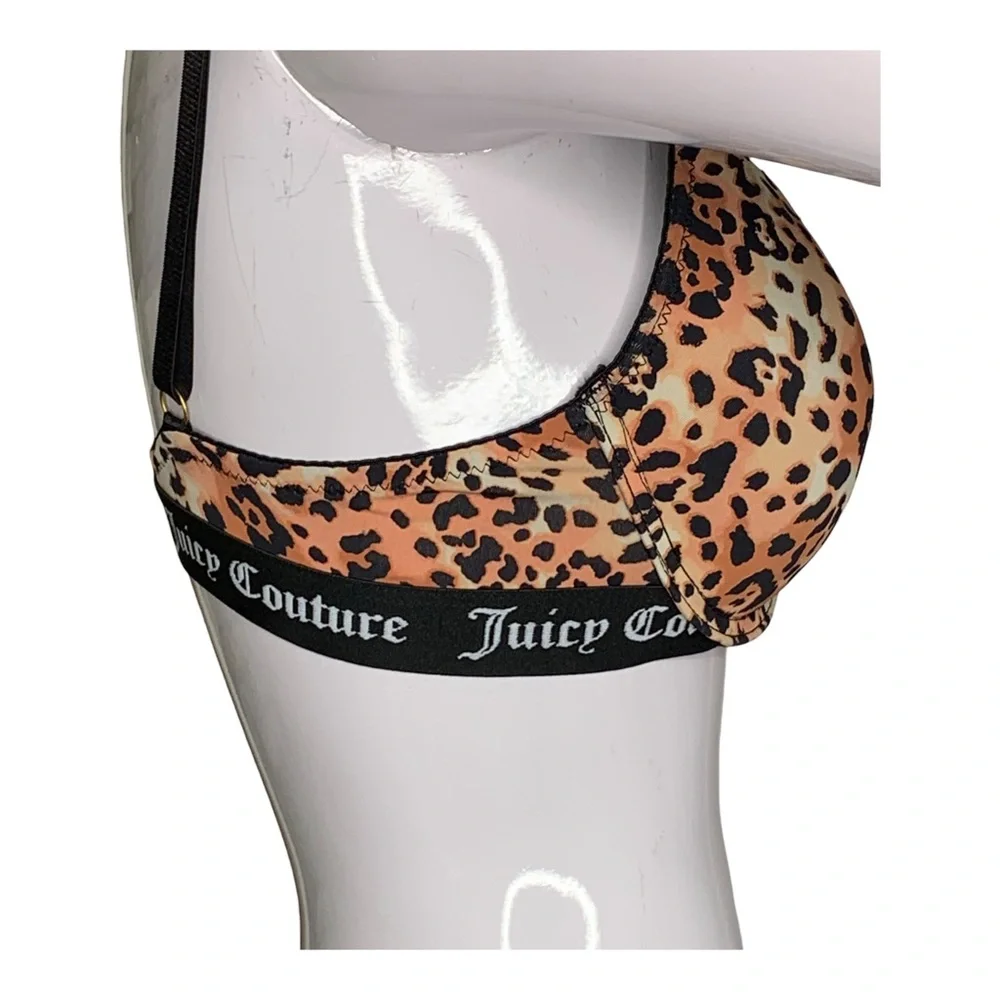 Juicy Couture Cheetah Leopard Print Push UP Bra Branded Elastic Band Size 34B